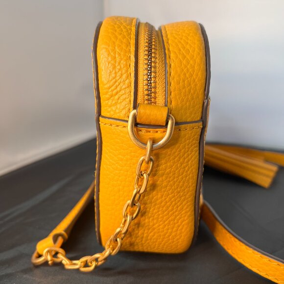 TORY BURCH McGraw Camera Bag Leather Crossbody Daylily Gold Yellow - Picture 3 of 7